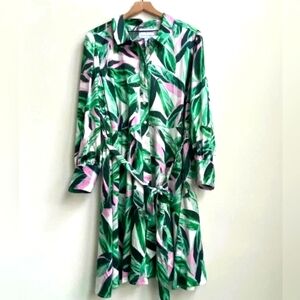 BeautiCurve X Lane Bryant Palm Leaf Print ShirtDressButton Dress Size 26